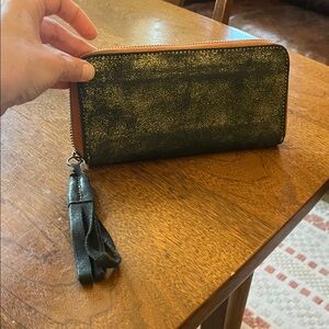 Holding Horses Distressed Black and Gold Genuine Leather Wallet